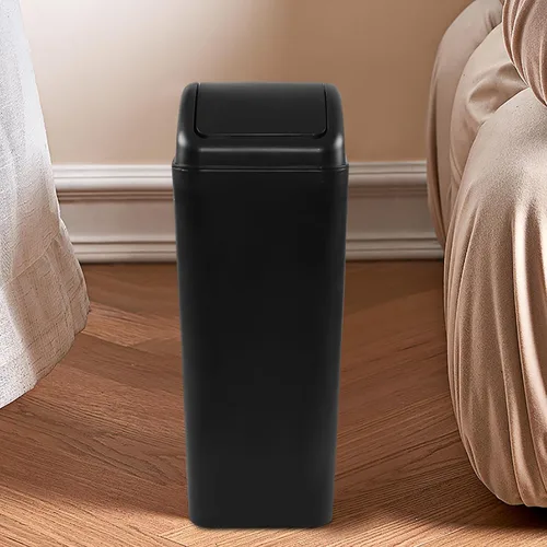Vista 4 de Paquete de 2 cubos de basura con tapa oscilante de 14 litros, cubo de basura pequeño de plástico