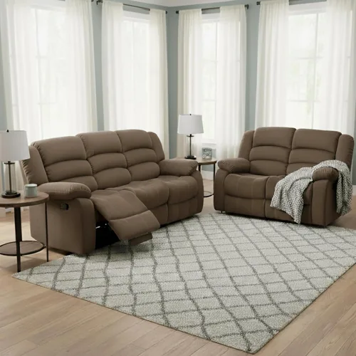 Vista 15 de AC Pacific Bill Modern - Sillón reclinable manual tapizado para sala de estar con almohada acolchada, reposabrazos y asiento reclinable, silla Marrón