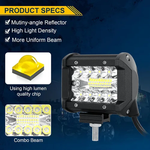 Vista 2 de RIGIDON 2 luces antiniebla LED con soportes de montaje de enganche de remolque de 2.5 pulgadas, 4 pulgadas, 60 W, retroceso, combo de punto
