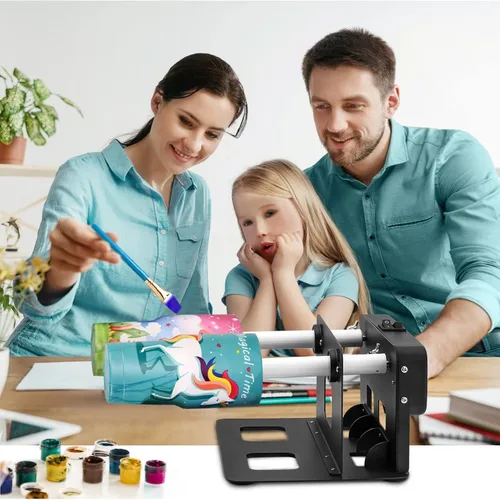 Vista 6 de Vaso giratorio giratorio con marco Matal doble, para manualidades, máquina epoxi para bricolaje con eje de dirección profesional de equilibrio