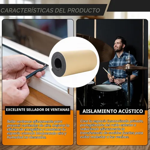 Vista 5 de NATGAI Esponja de neopreno con adhesivo de lámina de goma de espuma de 1/2" de espesor x 12" de ancho x 54" de largo, cortada a múltiples