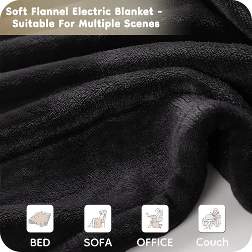 Vista 6 de LaffyLo Manta Eléctrica con Calefacción Tamaño Twin 62×84, Franela Transpirable y Lujosa, Regalo Suave y Cálido con Protección contra