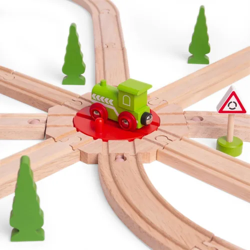 Vista 5 de Bigjigs Rail Tocadiscos de 8 vías: otras marcas principales de rieles de madera son compatibles