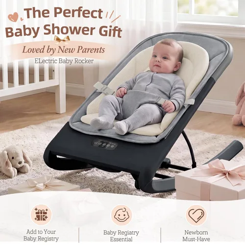 Vista 9 de VaVaSoo Silla mecedora para bebé, mecedora eléctrica para bebé y asiento