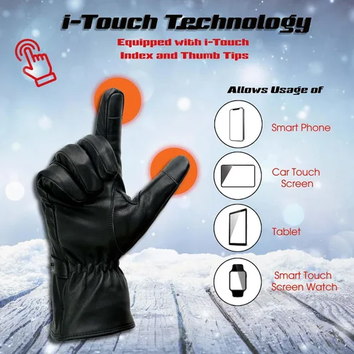 Vista 3 de Milwaukee Leather Men's and Women's Cold Weather Gloves with Heating Tech for Motorcycle, Hunting, Outdoor Use Mg7519set-negro-hombre