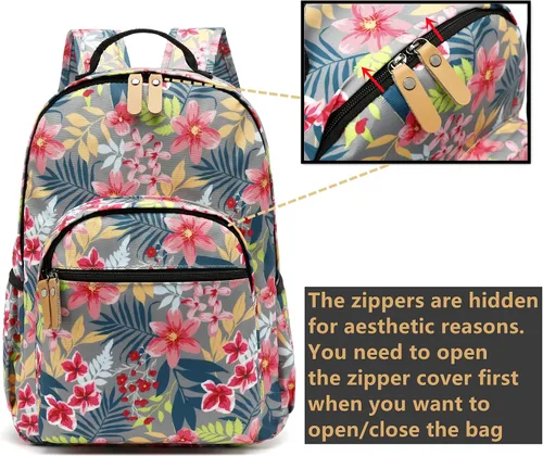 Vista 51 de Leaper Mochila para laptop para mujer: linda mochila floral para escuela, universidad, viajes, trabajo, mochila ligera para niños, Negro margarita
