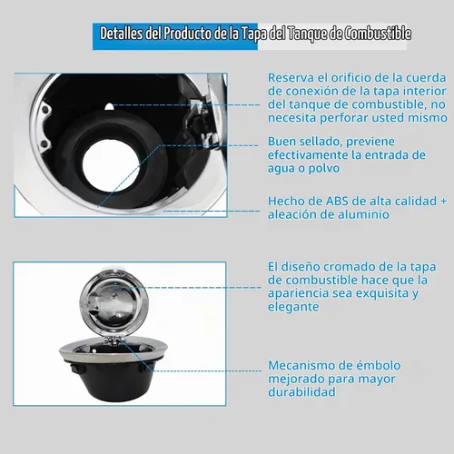 Vista 4 de 68250120AA Cubierta de Tapa de Gasolina - Cubierta Cromada de Tapa de Llenado de Combustible del Tanque de Gasolina Accesorios Compatibles con Dodge