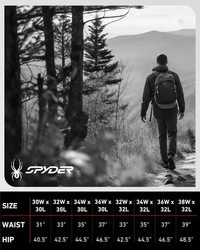 Vista 7 de Spyder Mens Hiking Pants - Easy Care Convertible Zip-Off Lightweight Cargo Negro