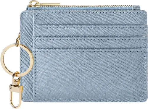 Vista 14 de Sodsay Estuche para tarjetas, cartera delgada con bolsillo frontal, para mujer, sujetatarjetas con llavero Slim, Front Pocket, Credit Card Holder