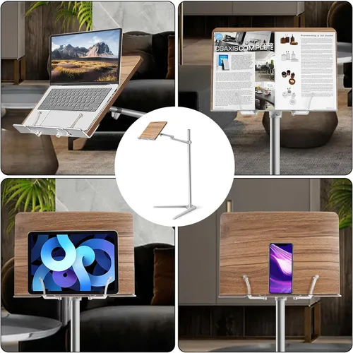Vista 6 de Shikha Soporte ajustable para computadora portátil, soporte para tableta, base de trípode, soporte manos libres para portátil, teléfono y tableta