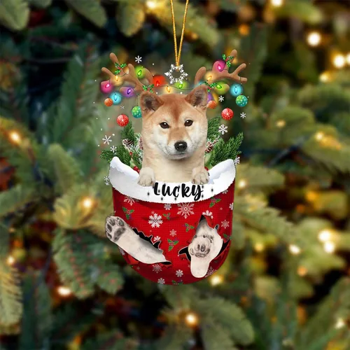 Vista 7 de Adorno de Navidad personalizado para perro Airedale Terrier en bolsillo de nieve, adorno para árbol de Navidad, idea de regalo para amantes