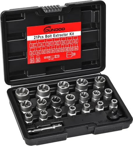 Vista 7 de Juego de extractor de pernos, kit de extractor de pernos fáciles de 15 piezas, juego de zócalos extractores de impacto de 3/8" para pernos y tuercas