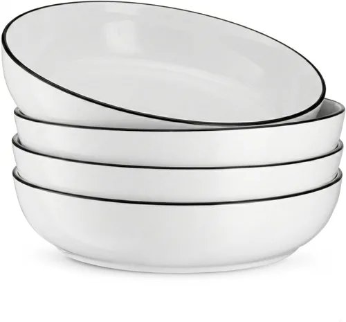 Vista 7 de KooK Tazón para pasta, ensaladeras, sopa, cuencos para servir, cerámica, gran capacidad, apto para microondas y lavavajillas, juego de 4, 40 onzas