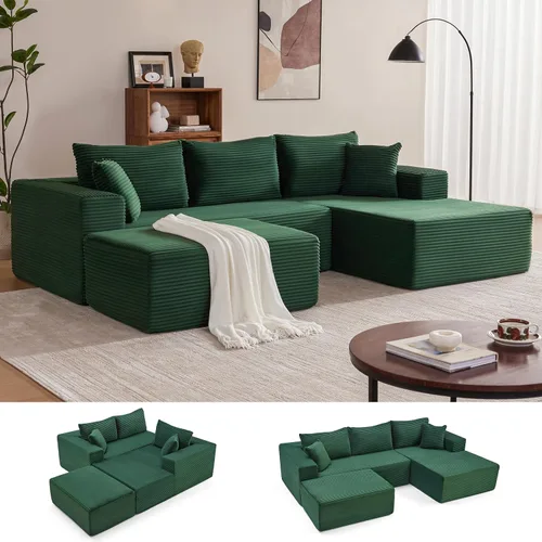 Vista 31 de Mangodan - Sofá seccional en forma de nube, sofá sin huesos para sala de estar, sofá seccional modular con asiento profundo, cómodo sofá de felpa