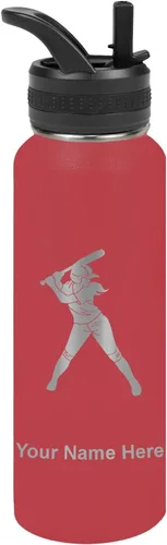 Vista 15 de LaserGram Botella de agua personalizada de 32 onzas, jugador de softbol Regalo grabado para jugadores de sóftbol, acero inoxidable aislado al vacío