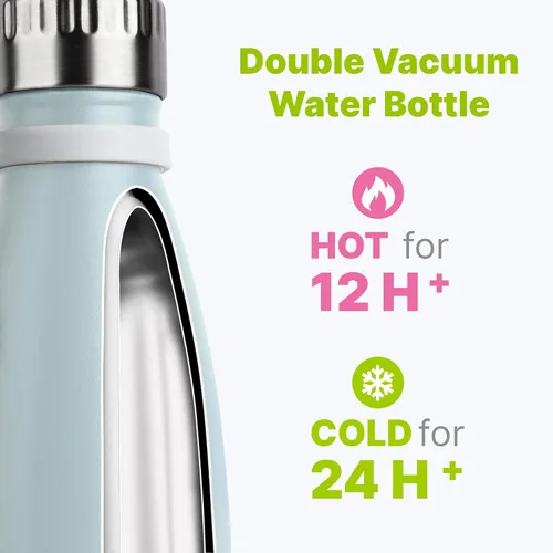 Vista 2 de Botella de Agua de 9 oz para Niños - Botella de Agua Pequeña de Acero Inoxidable para la Escuela con Aislamiento al Vacío de Metal a Prueba de Fugas