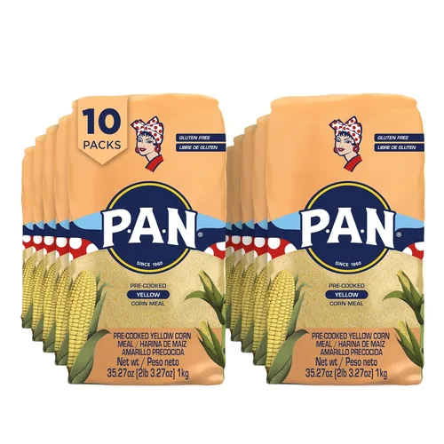Vista 13 de P.A.N. Harina de Maíz Amarillo - Harina Precocida sin Gluten y Kosher para Arepas, 1 kg (35 oz / 2 lb 3.3 oz)