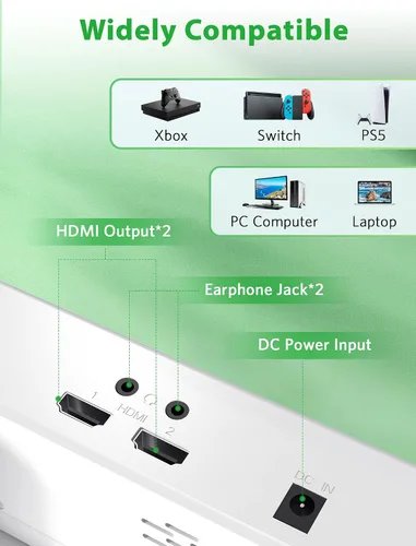 Vista 7 de DEPGI Monitor de juegos portátil 4K de 14 pulgadas con pantalla IPS para Xbox Series S (no incluido) con control remoto, monitor portátil con HDR10