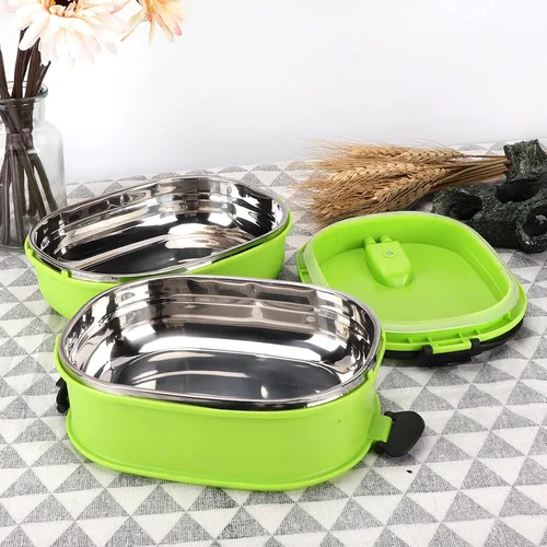 Vista 8 de Contenedor de almuerzo Bento, lonchera térmica de acero inoxidable con aislamiento portátil, lonchera Bento para adultos, contenedor portátil