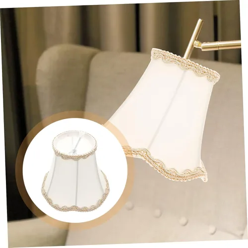 Vista 3 de Uonlytech Pantalla de lámpara de tela blanca con clip de arpillera, pantalla de lino para mesa, lámpara de pared, sala de estar, dormitorio