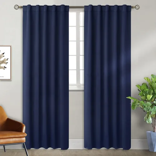 Vista 13 de Cortinas opacas con bolsillo para barra, para oscurecer la habitación, con aislamiento térmico, para sala, comedor, sala de estar, abiertas, 100%