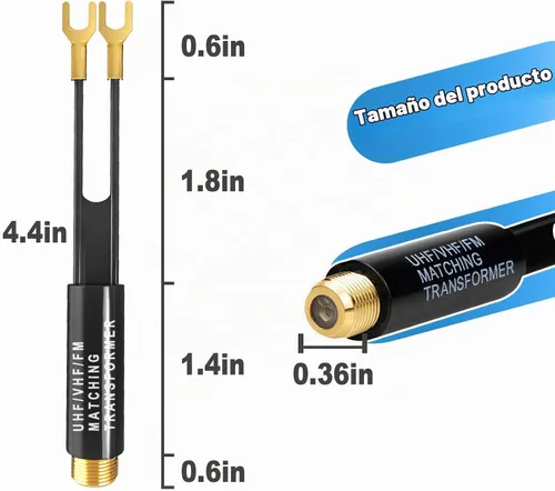 Vista 4 de Ancable 75 ohmios a 300 ohmios adaptador chapado en oro, transformador