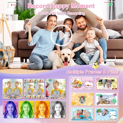 Vista 4 de Cámara de impresión instantánea para niños, regalos de cumpleaños de Navidad para niñas y niños, cámaras instantáneas que imprimen fotos para niñas