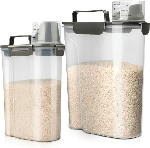 Vista 14 de Viretec Recipiente de almacenamiento de arroz, dispensador hermético de alimentos secos de 15 a 20 libras, recipiente de comida para mascotas