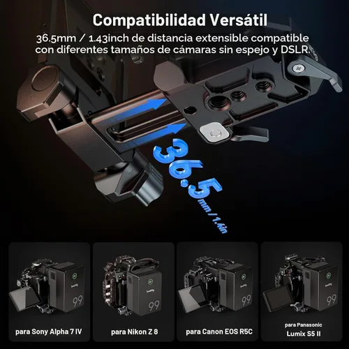 Vista 3 de SmallRig Placa de batería de montaje en V con doble placa de liberación rápida para Arca, almohadilla de pecho QR, varillas de 0.591 in, placa