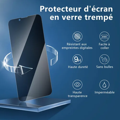 Vista 96 de NEW'C Paquete de 3 protectores de pantalla de privacidad para iPhone Air/iPhone 17 Air (6.5 pulgadas), película de vidrio templado antiespía