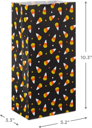 Vista 3 de Hallmark Bolsas de papel para fiestas de Halloween, golosinas y golosinas (30 bolsas: maíz negro y caramelo) para fiestas en el aula, bolsas
