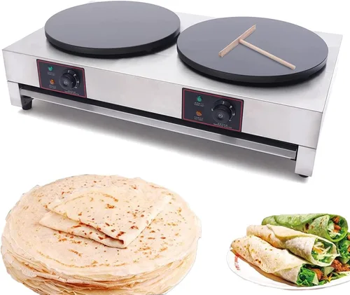 Vista 7 de Máquina eléctrica comercial para crepas de 33 pulgadas con temperatura ajustable, máquina de panqueques de acero inoxidable, máquina de panqueques