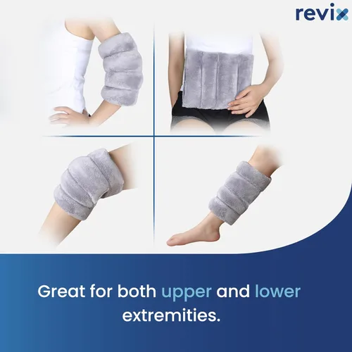 Vista 5 de REVIX Almohadilla térmica para microondas para soporte de rodilla, rodillera calentada con calor húmedo para rigidez, codo y articulación, compresa