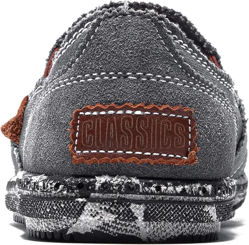Vista 4 de CASMAG Zapatos de tela para hombre, estilo casual, zapatos de lona antideslizantes para ocio, estilo vintage, zapatos náuticos planos