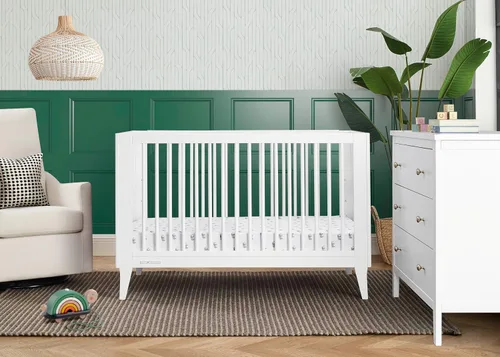 Vista 2 de Delta Children Ollie - Cuna convertible 4 en 1, certificada Greenguard Gold, color blanco Bianca