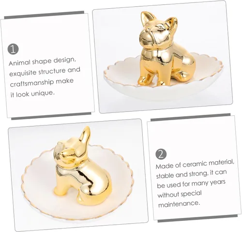 Vista 2 de ABOOFAN Bandeja de joyería de animales, bandeja de joyería de cerámica de porcelana, bandeja de baratija, soporte para clasificación de joyas, plato