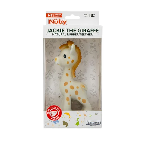 Vista 7 de Nuby Jackie The Giraffe - Mordedor de goma natural para bebés de más de 3 meses
