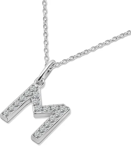 Vista 2 de Tienda Collection Platinum Plated Sterling Silver Infinite Elements Cubic Zirconia Initial Pendant Necklace, 18