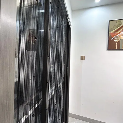 Vista 5 de Cortina decorativa Eve Split para puerta, ventana, pared, panel, divisora de ambientes, bodas, restaurantes, tienda de café, con cristales y borlas