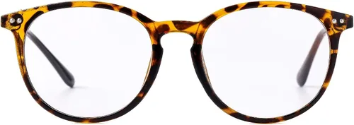 Vista 4 de Lentes falsos de lente transparente sin receta para mujeres y hombres lentes retro con marco de metal redondo