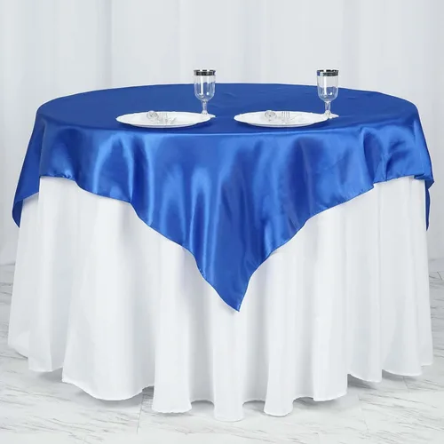 Vista 20 de Efavormart Paquete de 5 Sobremanteles Cuadrados de Satén de 60" para Decoraciones de Mesa de Bodas, Catering y Fiestas, Cubierta de Mantel Negro