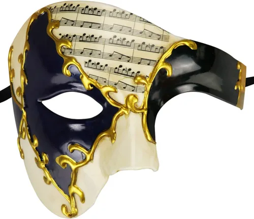 Vista 11 de Thmyo Half Face - Máscara de mascarada de carnaval veneciano para hombre, diseño vintage de Phantom of the Opera