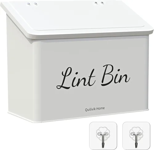 Vista 7 de Papelera metálica magnética con tapa para decoración del cuarto de lavado con contenedor pequeño de pelusas Caja metálica Contenedores de Negro