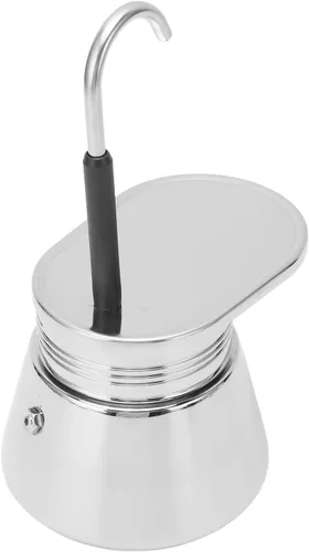 Vista 8 de Cafetera portátil de acero inoxidable para estufa de un solo canal, cafetera de café clásico para acampar en casa