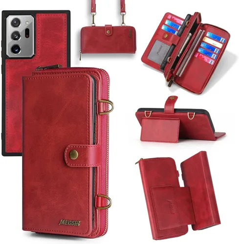Vista 10 de Compatible con Samsung Galaxy Note 20 Ultra Glaxay Note20 Plus 5G - Funda tipo cartera multifunción 2 en 1 desmontable magnética para teléfono Azul
