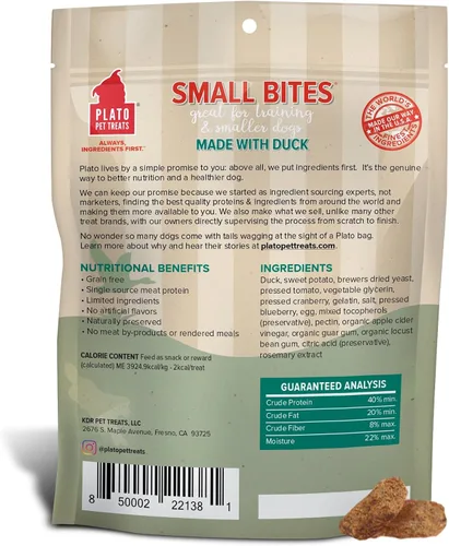 Vista 2 de Plato Pet Treats - Golosinas secas al aire para perros, carne y pato reales del tamaño de un bocado, sin granos y alto contenido de proteínas