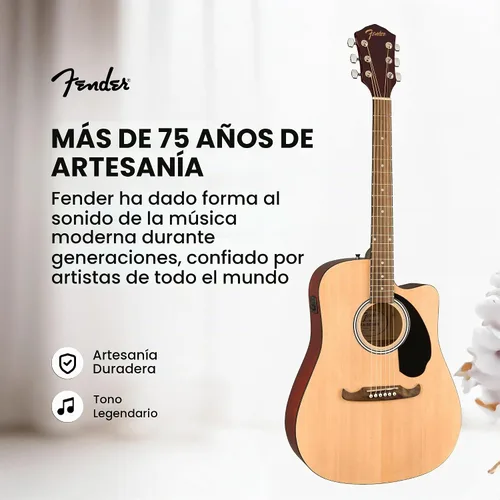Vista 9 de Fender FA-125CE - Conjunto de guitarra electroacústica, Natural