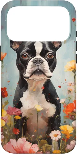 Vista 22 de Boston Terrier in Flower Garden Dog Art Lovers Design Case for iPhone 17