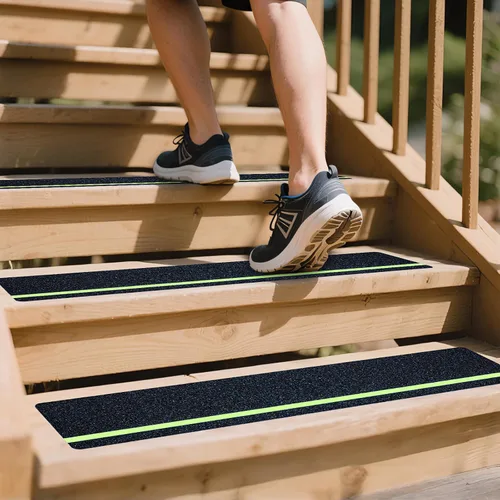Vista 9 de LifeGrip - Peldaños de tracción antideslizantes (paquete de 10), 4 x 28 pulgadas, amarillo y negro, cinta de mejor agarre con textura