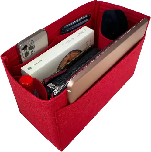 Vista 6 de Divitize Premium Purse Organizer compatible with LV Graceful PM/MM Organizer — Handmade 2mm Felt Insert, Perfect Fit No Bulky Effect, Gold Zipper
